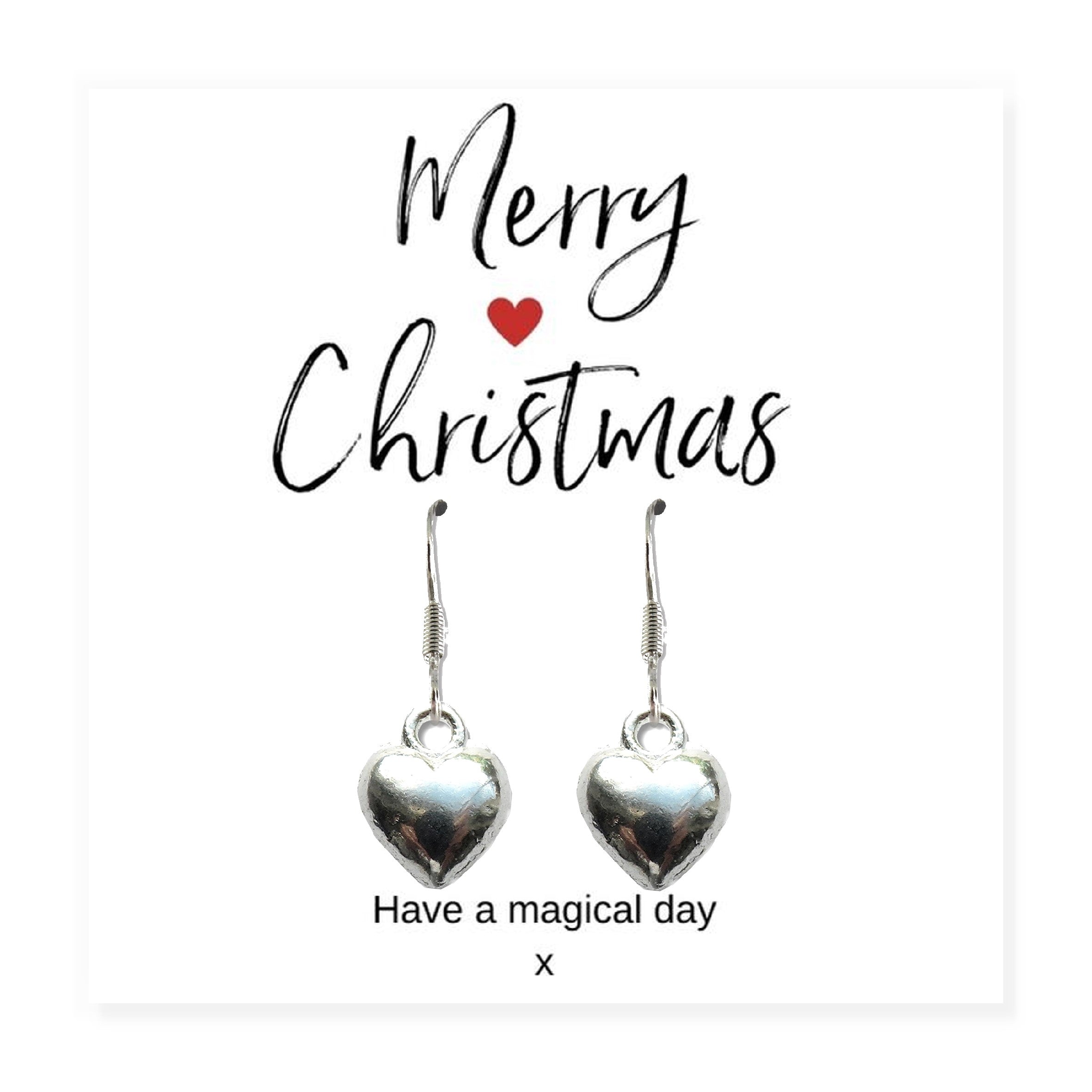 Merry Christmas Mini Gift Hamper with Silver Heart Earrings