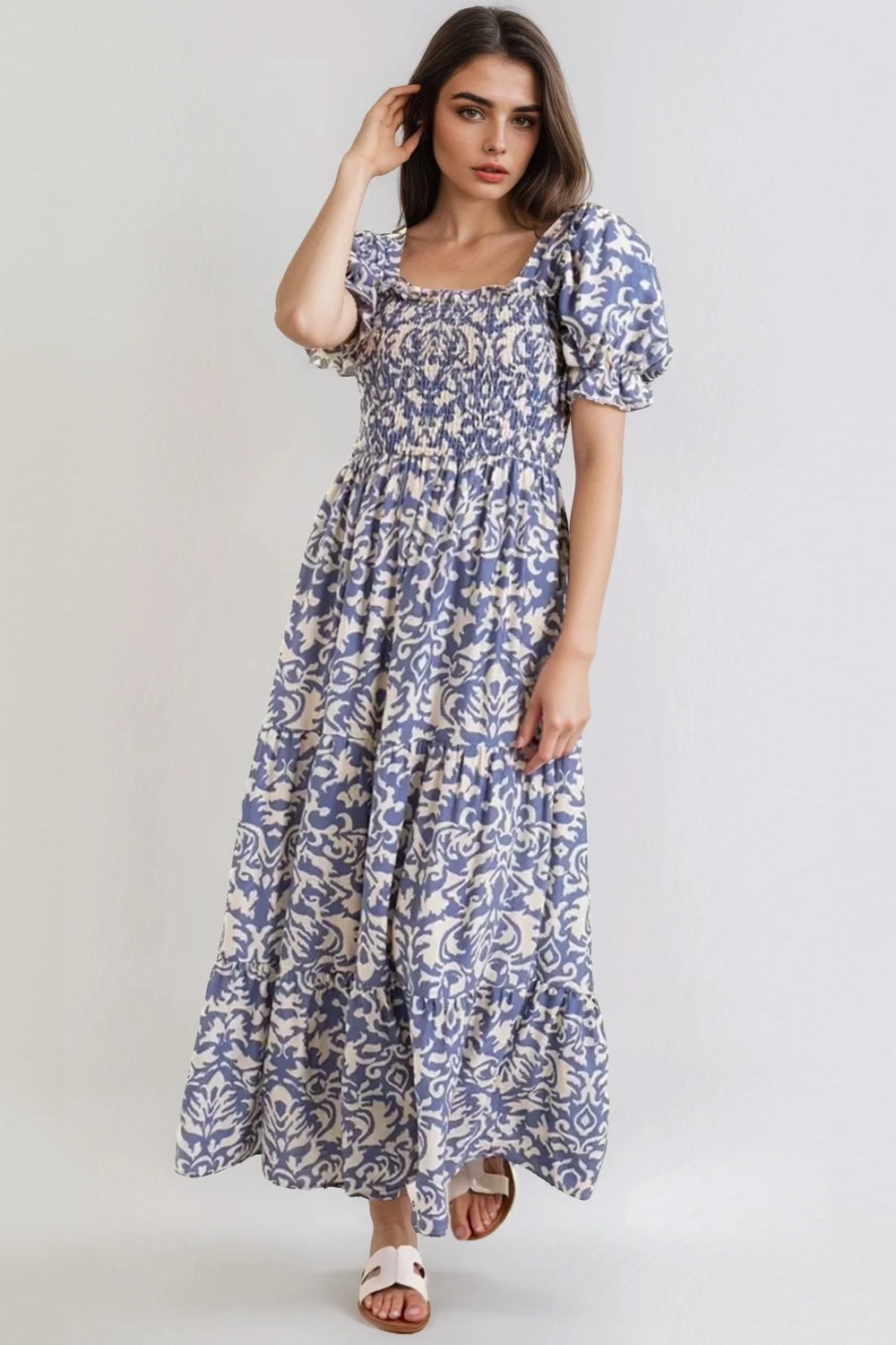 Light Blue Printed Maxi Dress