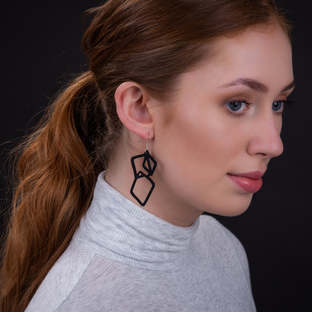 Belinda Geometric Recycled Rubber Earrings
